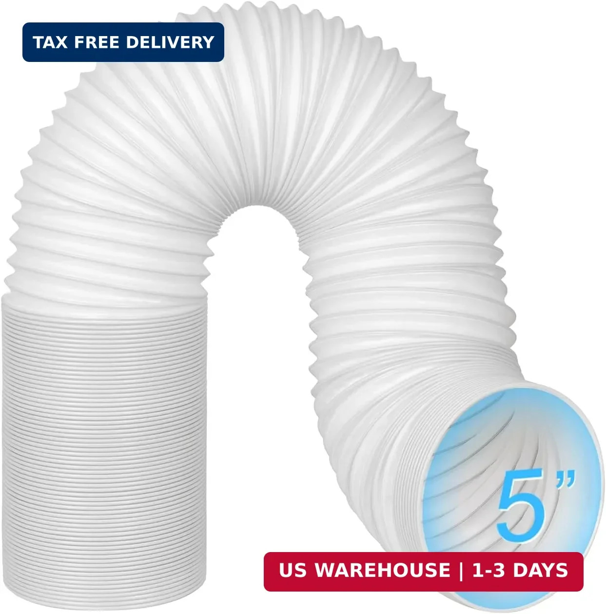 5 Inch Portable AC Air Conditioner Hose Anti-Clockwise Thread & Length up to 80"