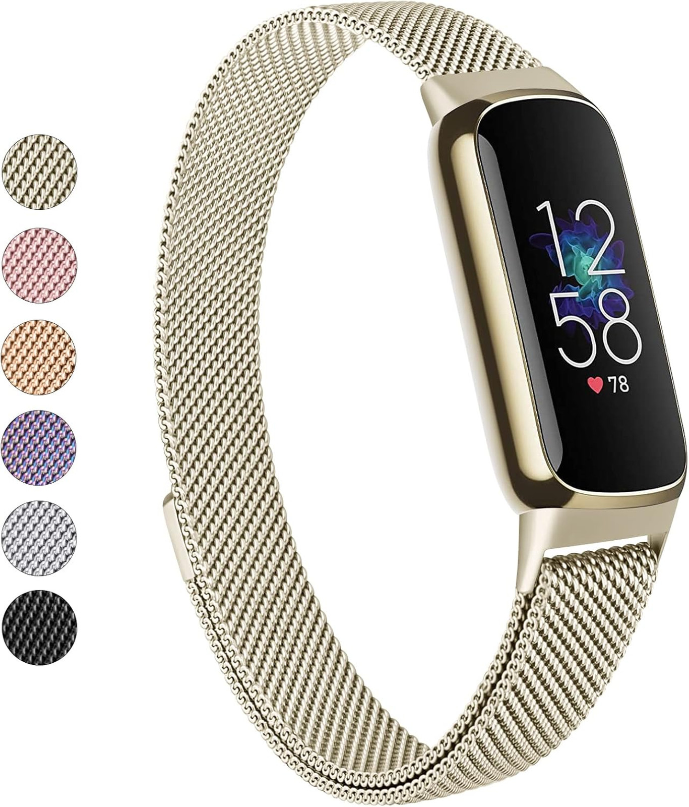 Stainless Steel Band Compatible with Fitbit Luxe Adjustable Mesh Loop Strap