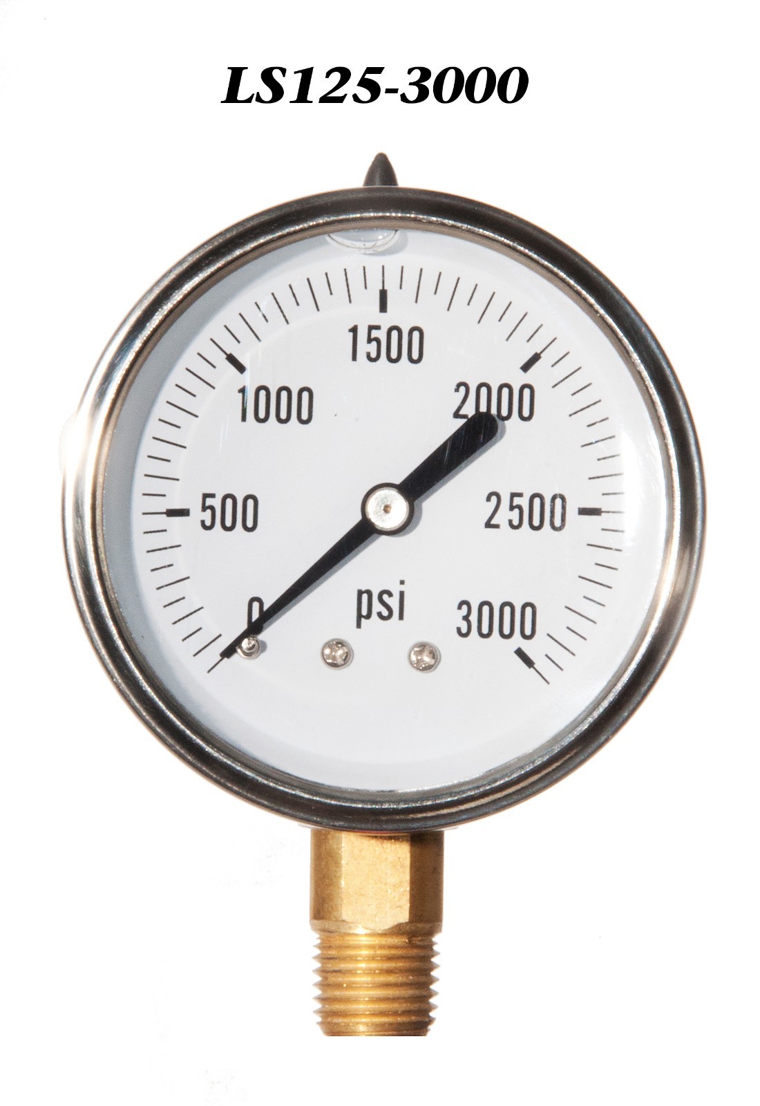 Pressure Gauge  0-3000 PSI  Liquid Filled ,2.5”  Face, 1/4" LM NPT