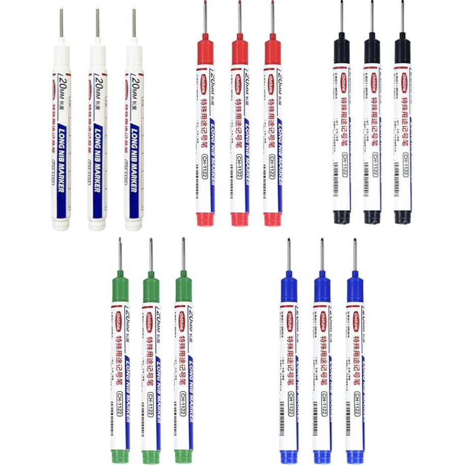 Long Head Deep Hole Marker Pens, 15PCS Long Nib Marker 20mm Quick Dry Waterproof
