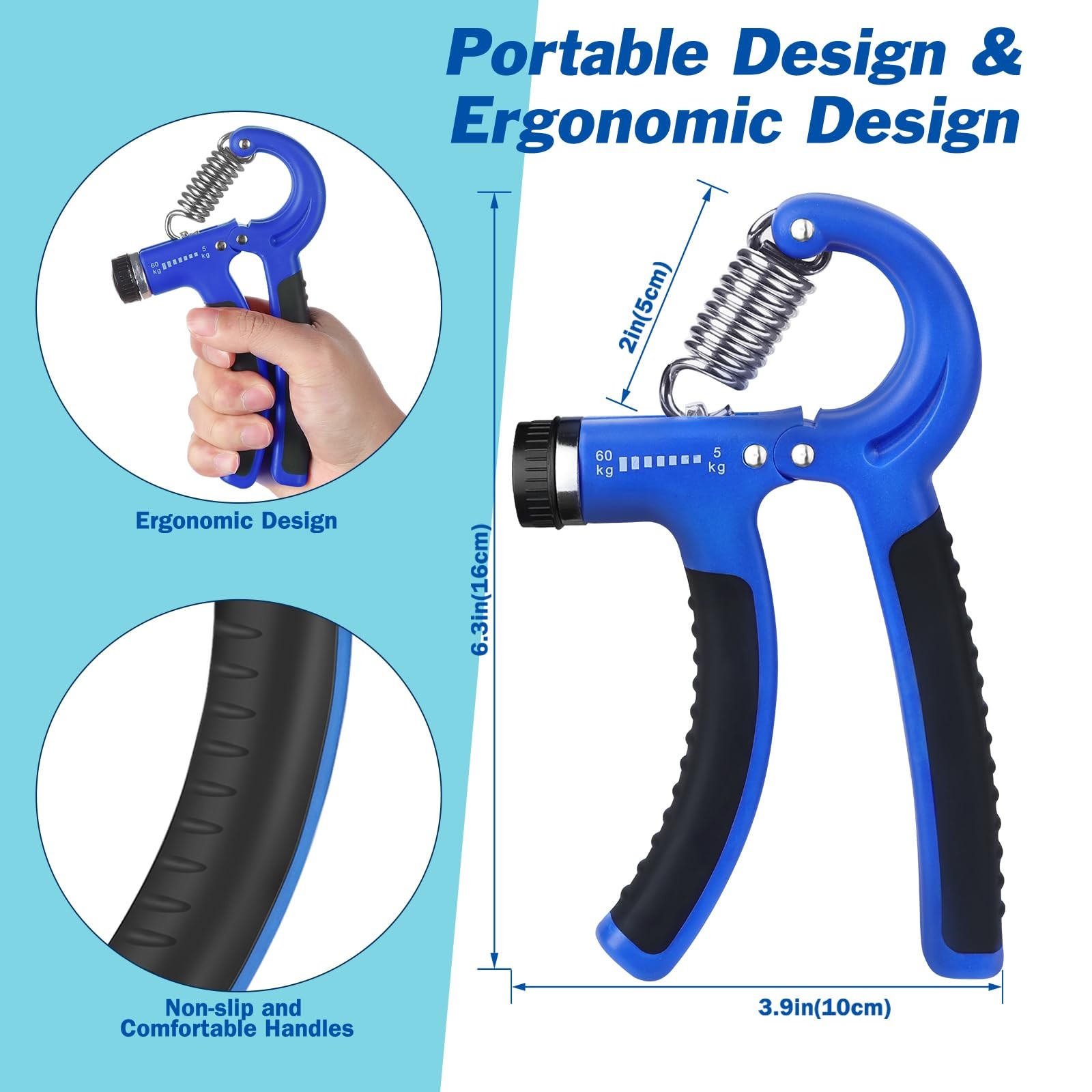 Adjustable Grip Strength Trainer, Forearm Exerciser 11132 lbs, Hand Gripper S...
