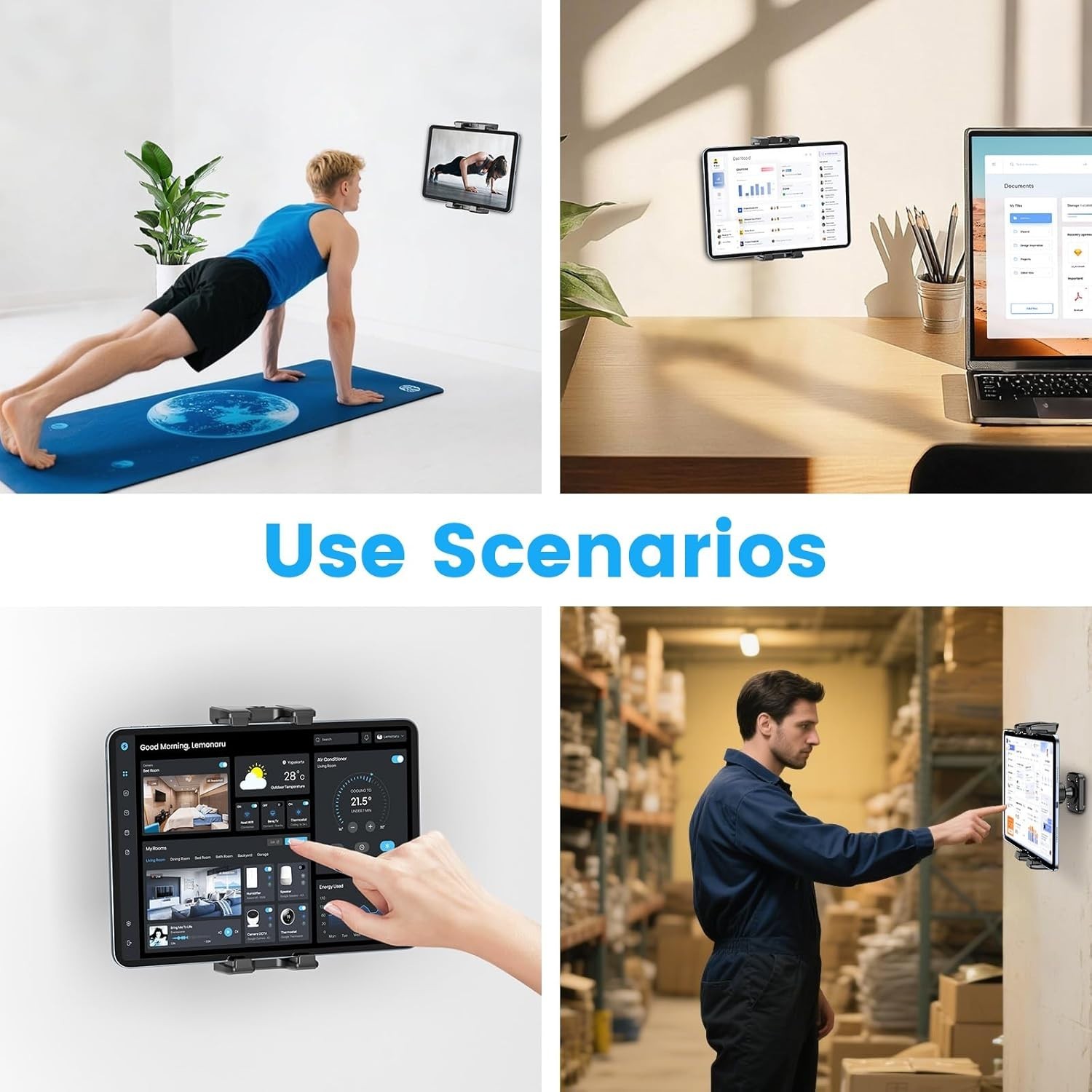 Durable Universal Tablet Wall Mount for 5-13 Inch Devices, Scratch-Proof Design