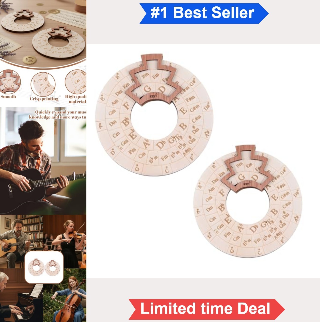Circle of Fifths Wheel 2 Pack 4.7 6.3 Inch Guitar Accessories Music Theory
