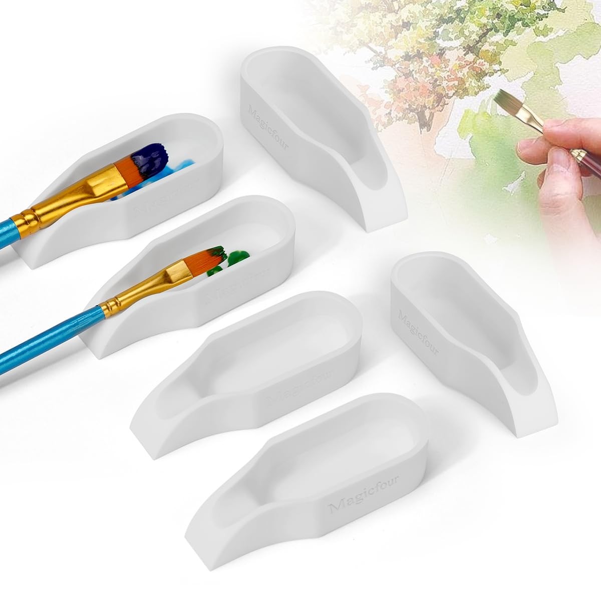 Silicone Paint Brush Rest Holder For Watercolor Oil Acrylic Painting Brush 6 PCS