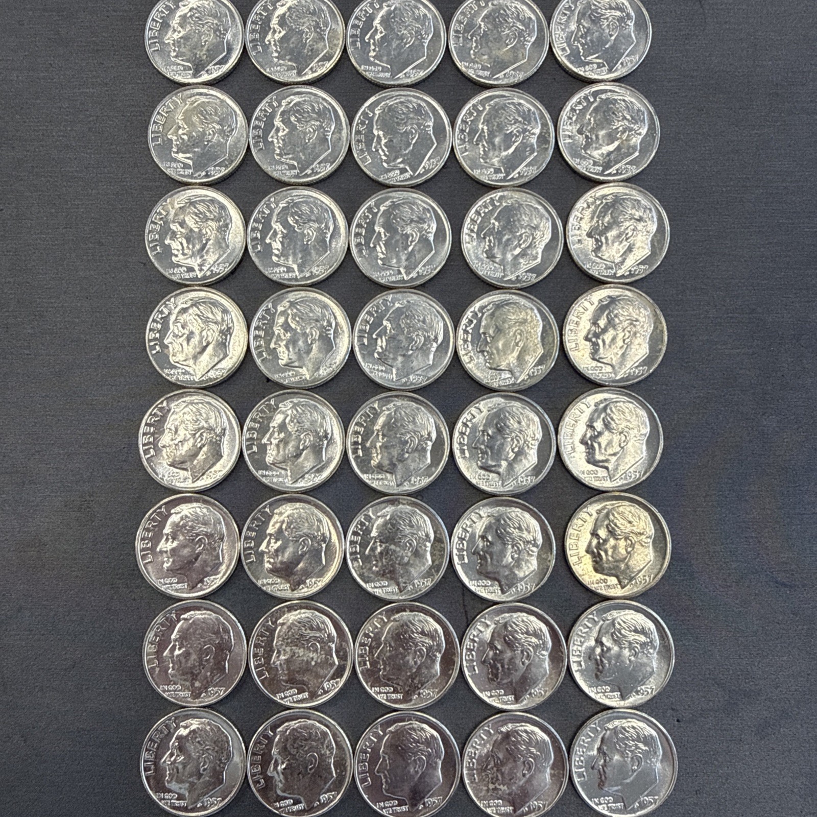 1957 D Roosevelt Silver Dime 50 Coins