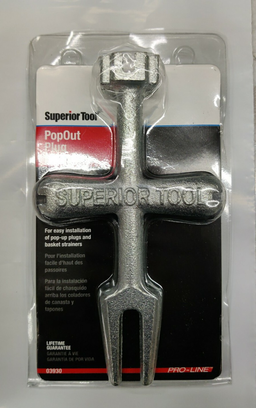 4 Way PO Plug Bath Tub Drain Wrench Remove Install Strainer Spud 4 in 1 Tool