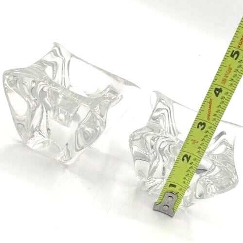 Glass Crystal Taper Candle Holders Square Cube 2”3” Wide
