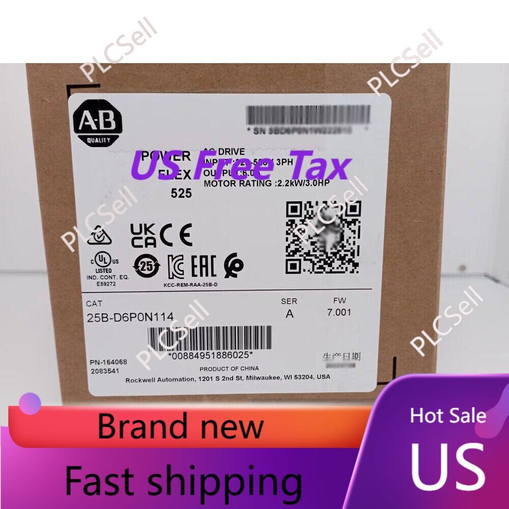 New Factory Sealed AB25B-D6P0N114 PowerFlex 525 AC Drive 25BD6P0N114 USA