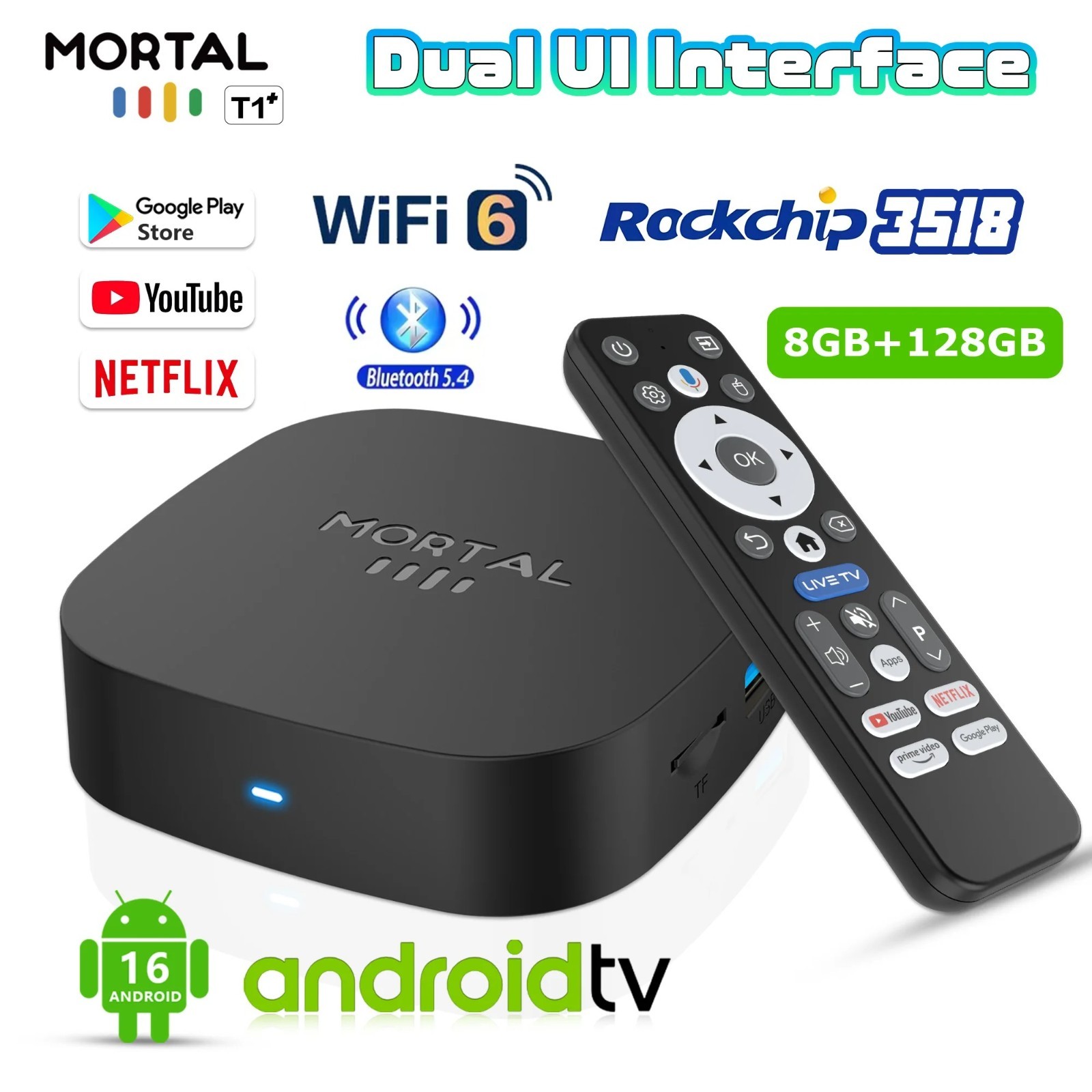 8K Android TV Box 8GB RAM 128GB ROM Quad Core Dual WiFi Media Player Set Top