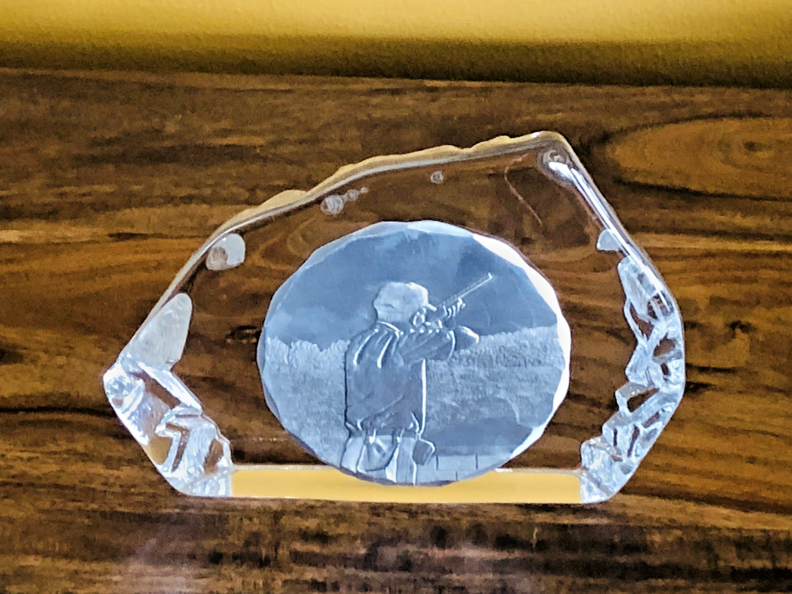 Vintage Art Glass Hunter Trap Skeet Sculpture Paperweight Home Decor Hunting