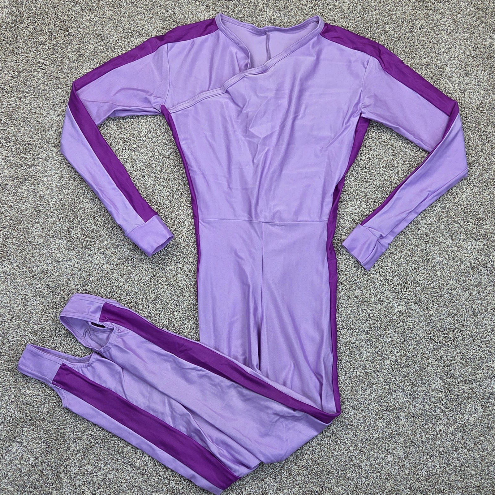 Vintage Sport Europa Lycra Bodysuit SMALL Purple Multi Sport Suit Air Scuba Dive