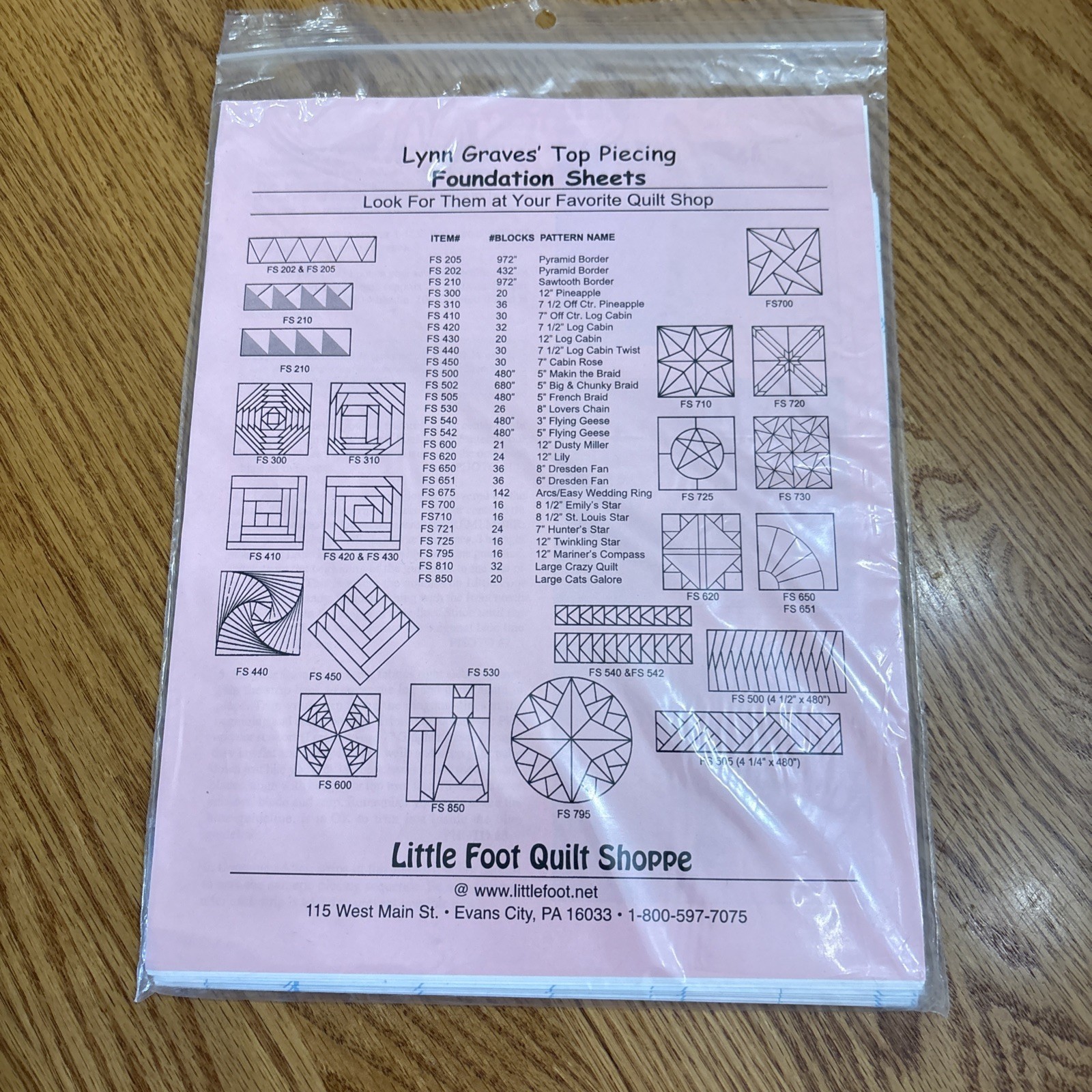 Lynn Graves Foundation Sheets FS300 Pineapple 12" Quilt Blocks 20 Sheets