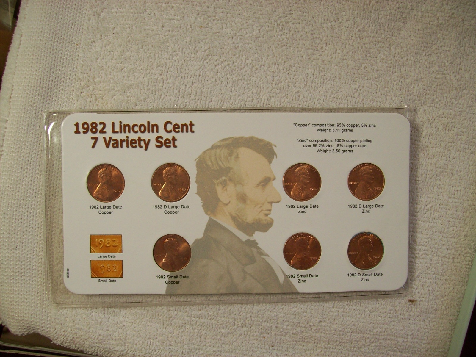 1982 P&D  MINT SET 7 VARIETIES LINCOLN CENTS
