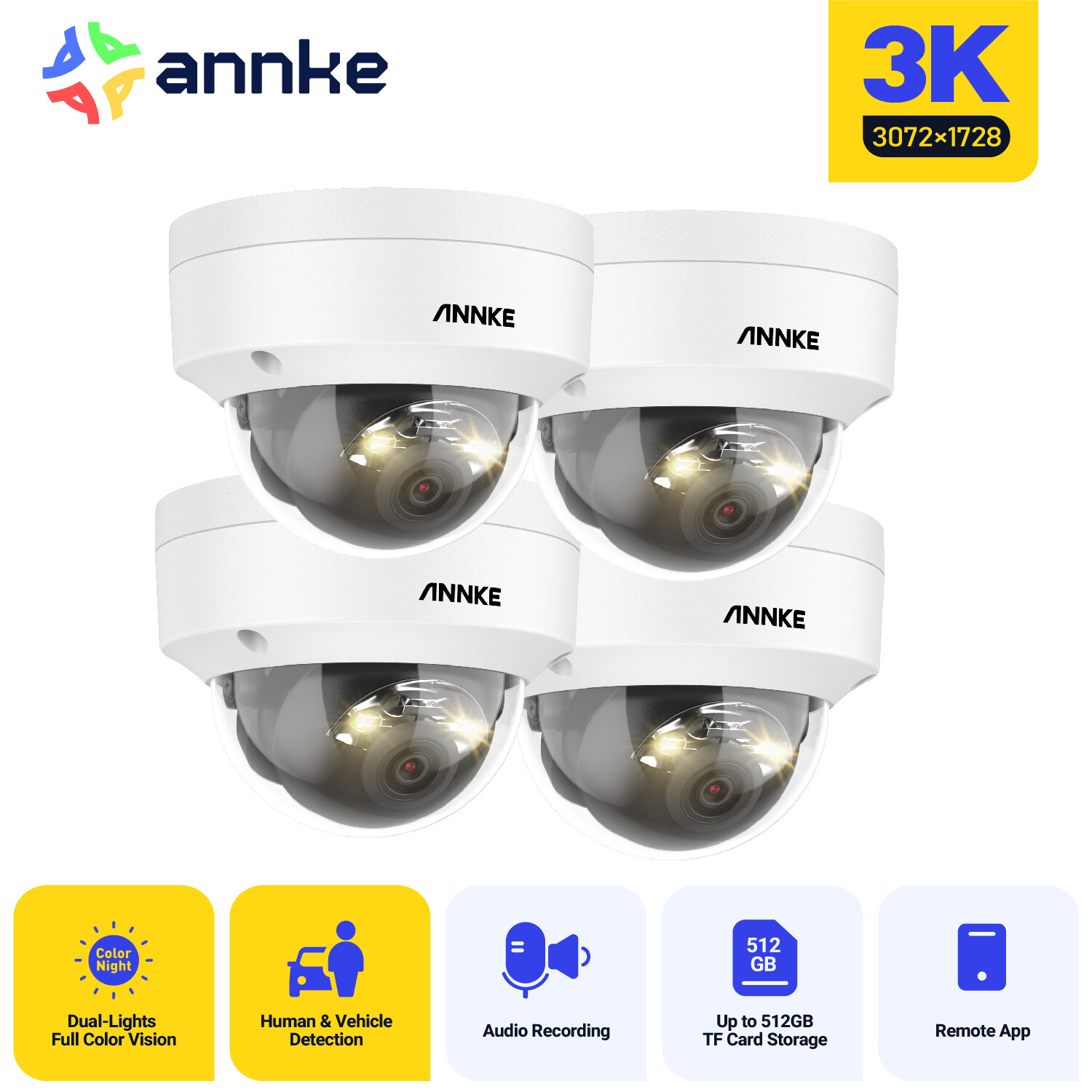ANNKE 5MP Audio POE Security IP Camera AC500 Full Color Night AI Human Detection