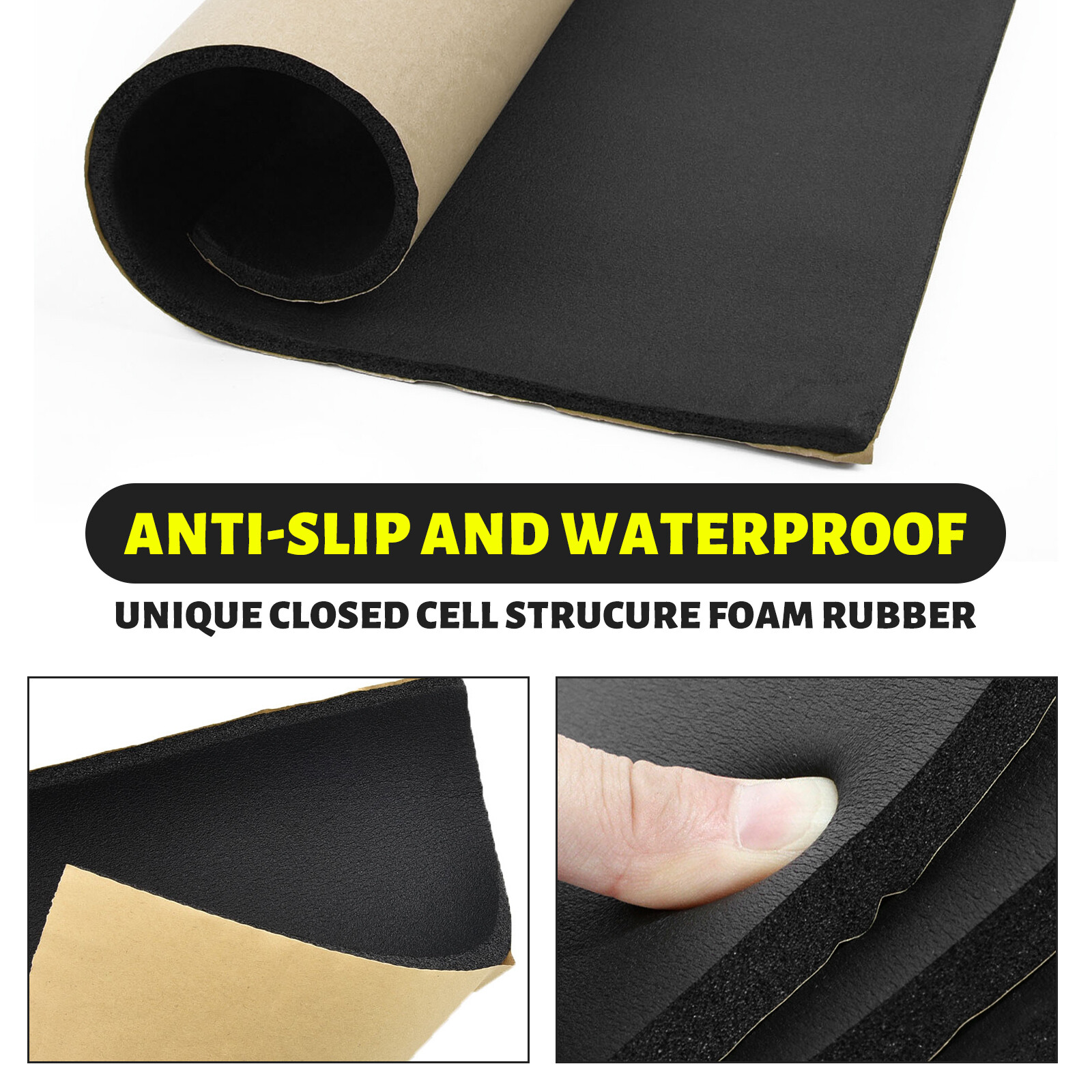 12" x 59" Black High Density Upholstery Foam Couch Mat Replacement Padding 4/5"
