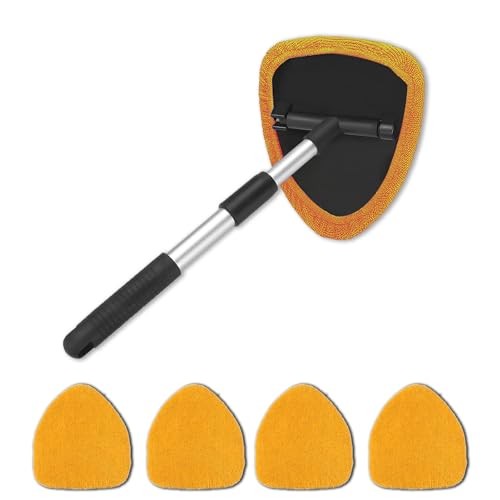 Windshield Cleaner Tool - Portable Car Interior Window Cleaning Kit with Orange