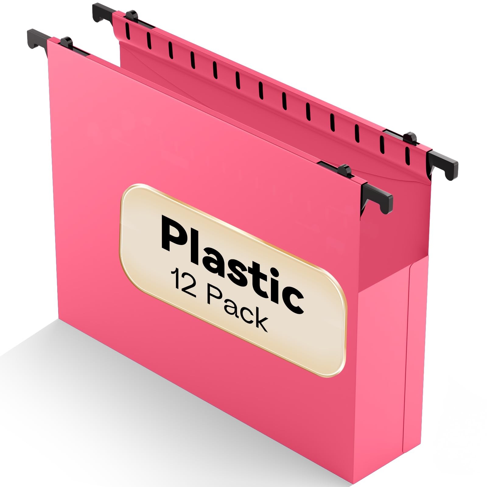 12 PCS Pink Plastic Expanding Hanging File Folder Letter Size 2 Inch Expansion