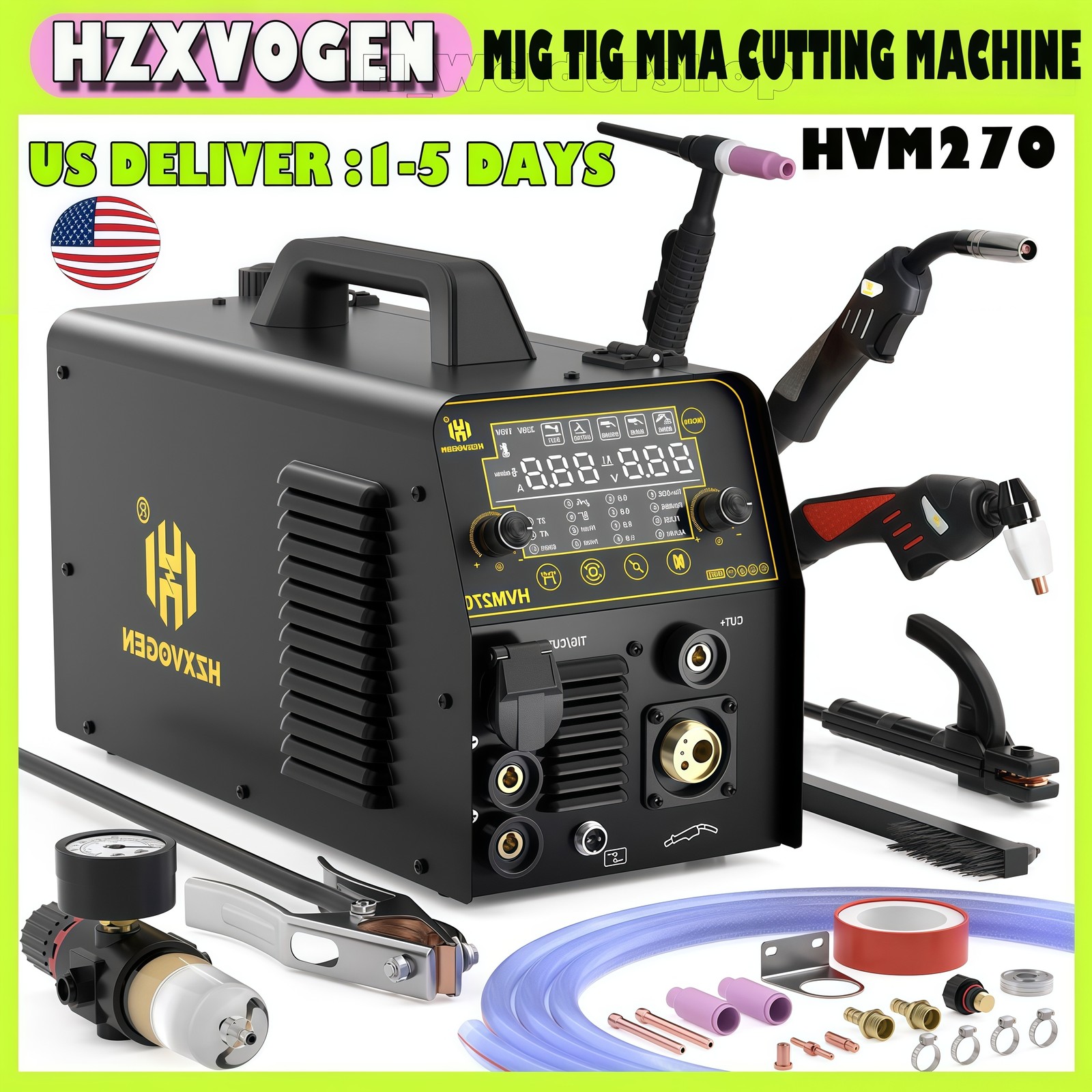 MIG/CUT/TIG/MMA Welder 6 in1 220V 250A Gas/Gasless Welding Machine Plasma Cutter
