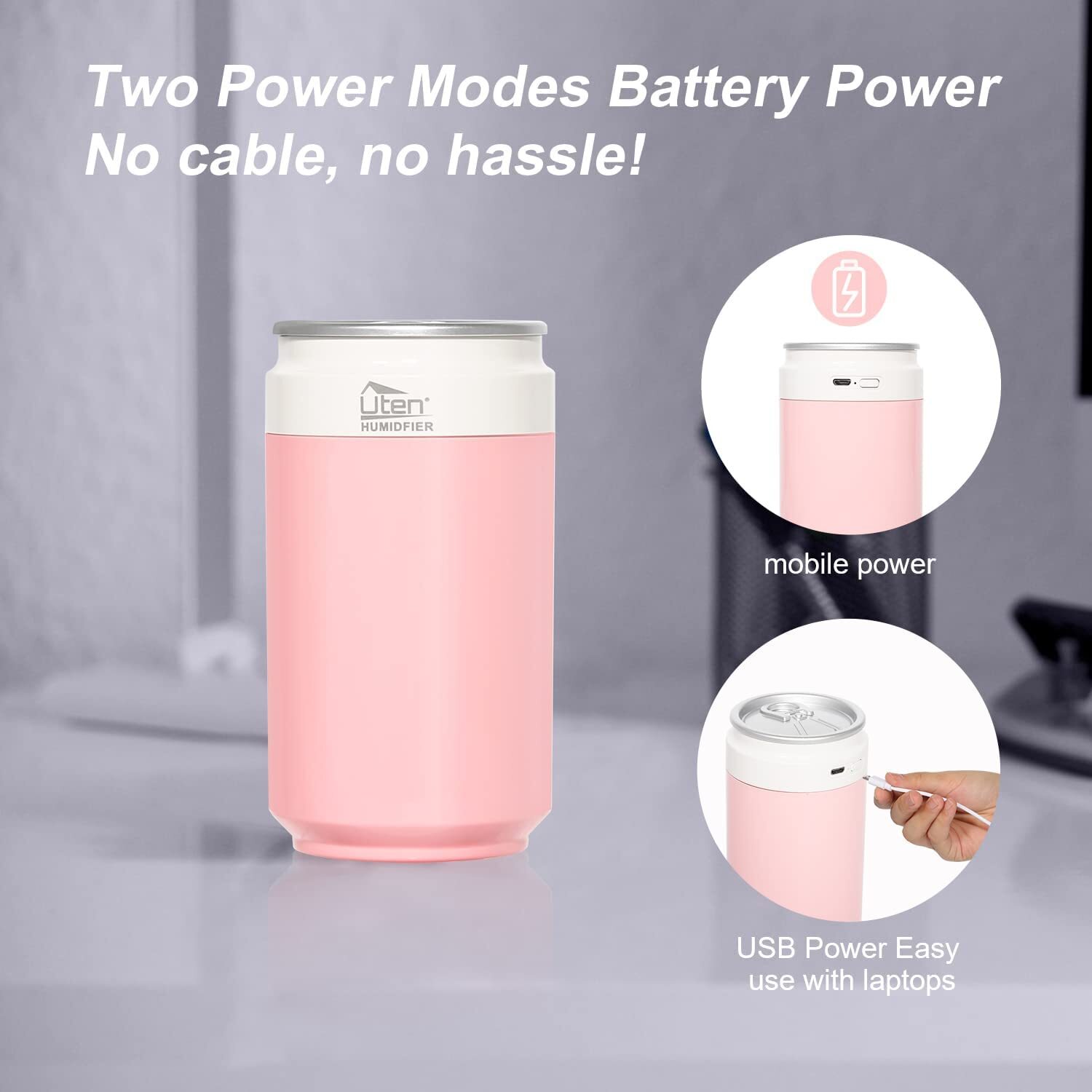 Coke Can Style Humidifier, 260ml Air Purifier & Cool Mist Diffuser, USB Powered