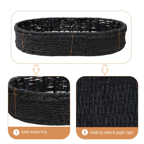 Small Handwoven Side Tables 3-Tier Oval Organizer Portable Storage Shelf