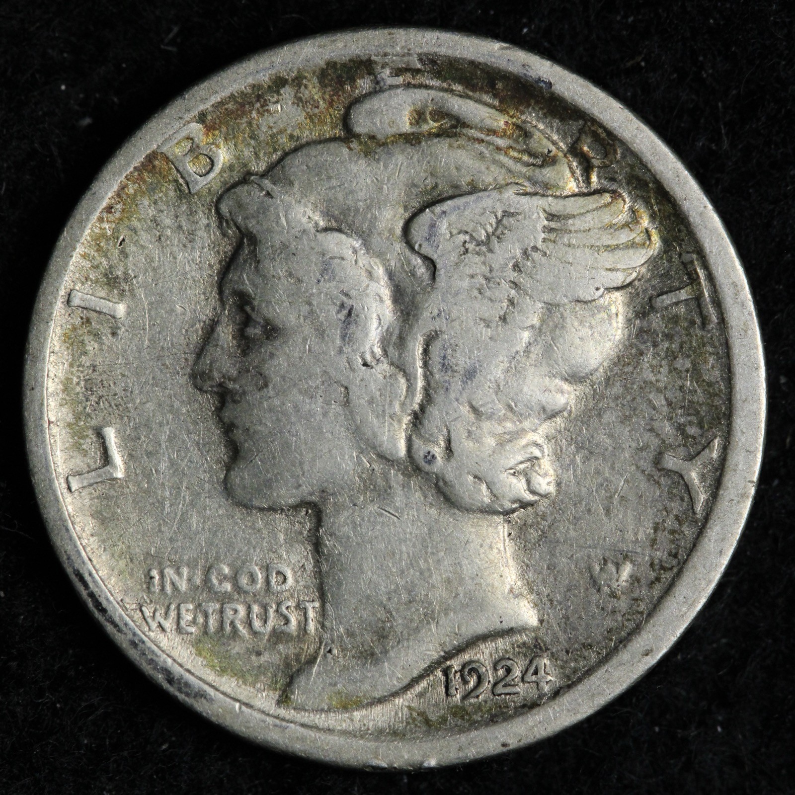 1924-D Mercury Silver Dime VF/XF E251 RGIP