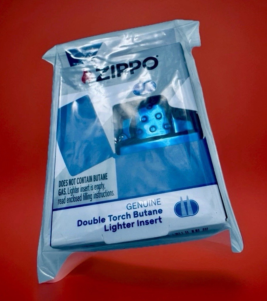 Zippo Double Torch Butane Lighter Insert Blue High polished Aluminum Retired