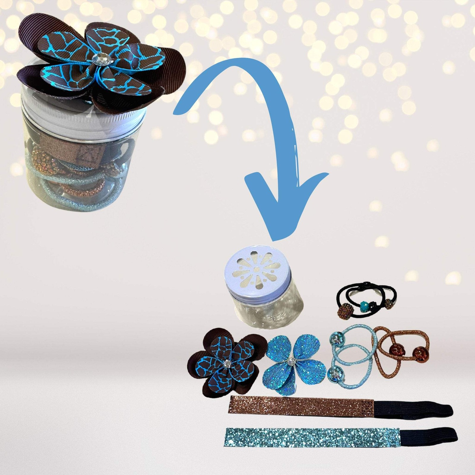 Turquoise and Brown Woodland Party Favor Jar