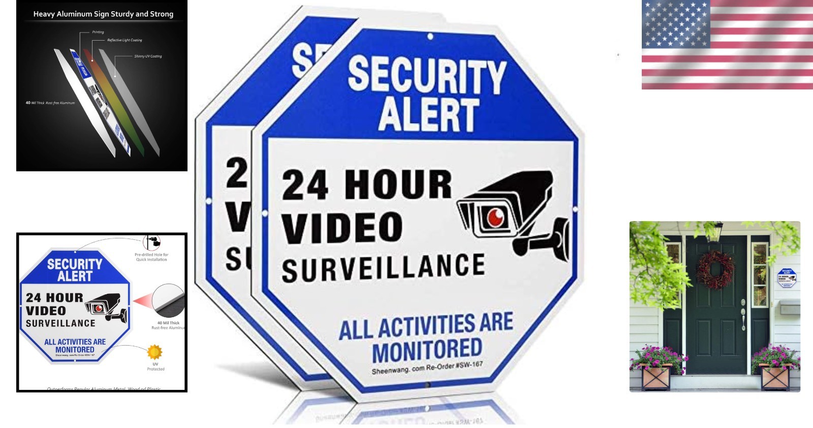 2-Pack 10x10 Video Surveillance Sign - Weatherproof Aluminum Security Warning