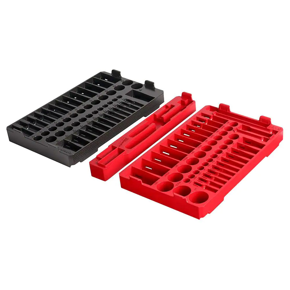 Milwaukee1/4 In. & 3/8 In. Drive Metric SAE Ratchet and Socket Trays Set New