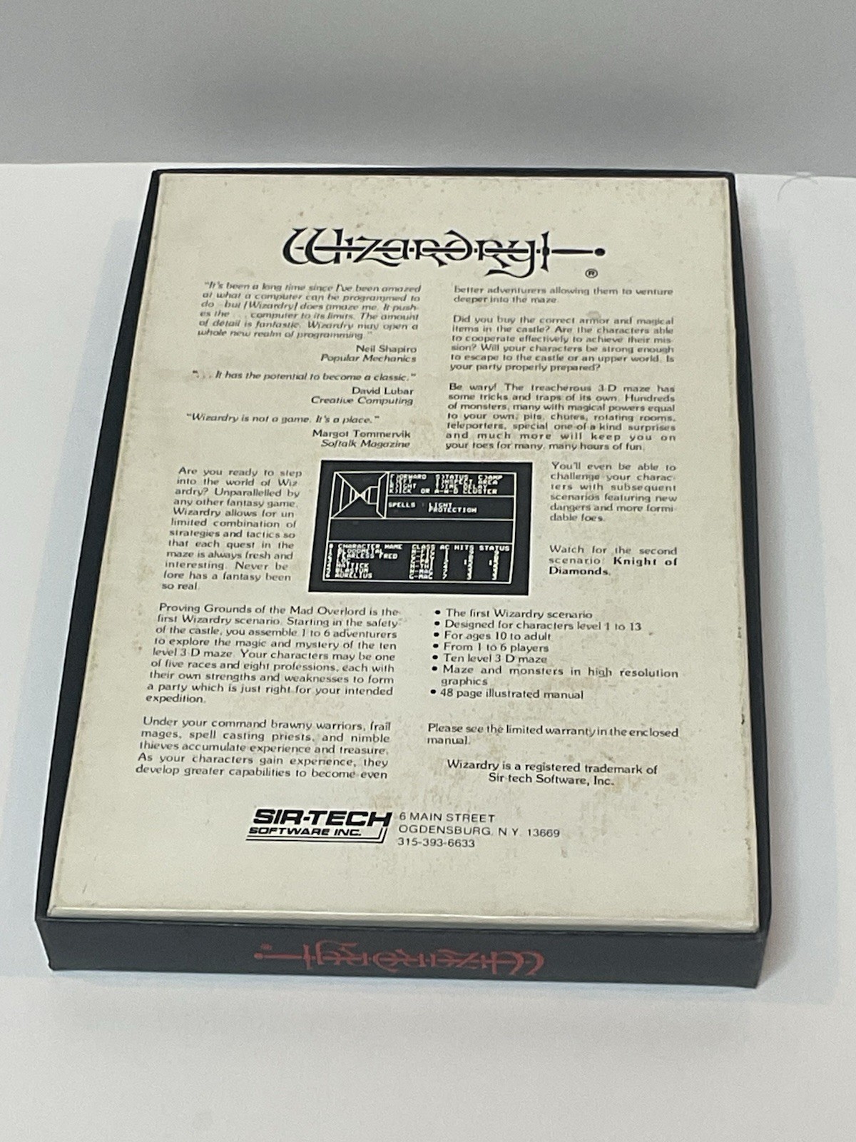 Vintage Software RPG Apple LISA Macintosh 128k 512k WIZARDRY Sir-Tech
