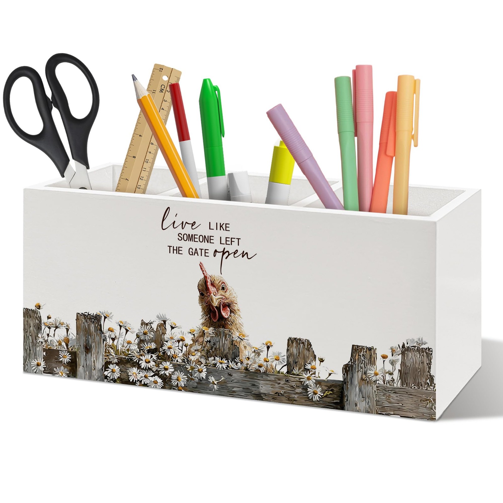 Rustic Chicken Pen Holder Organizer, Farmhouse Chicken Lover Gifts for Women ...