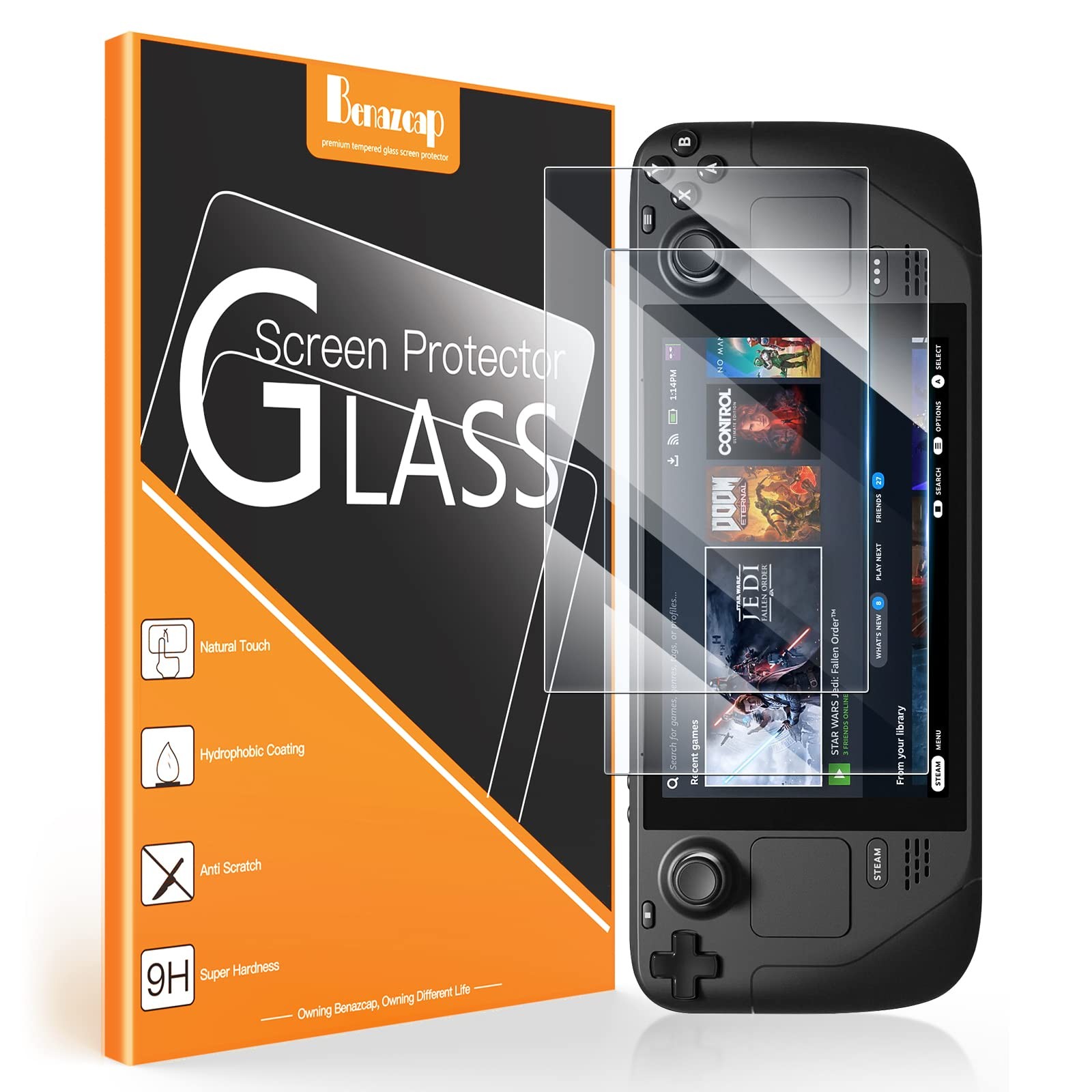 [2 Pack Steam Deck Screen Protector 7 Inch 2021 Release, 9H Tempered Glass Fi...