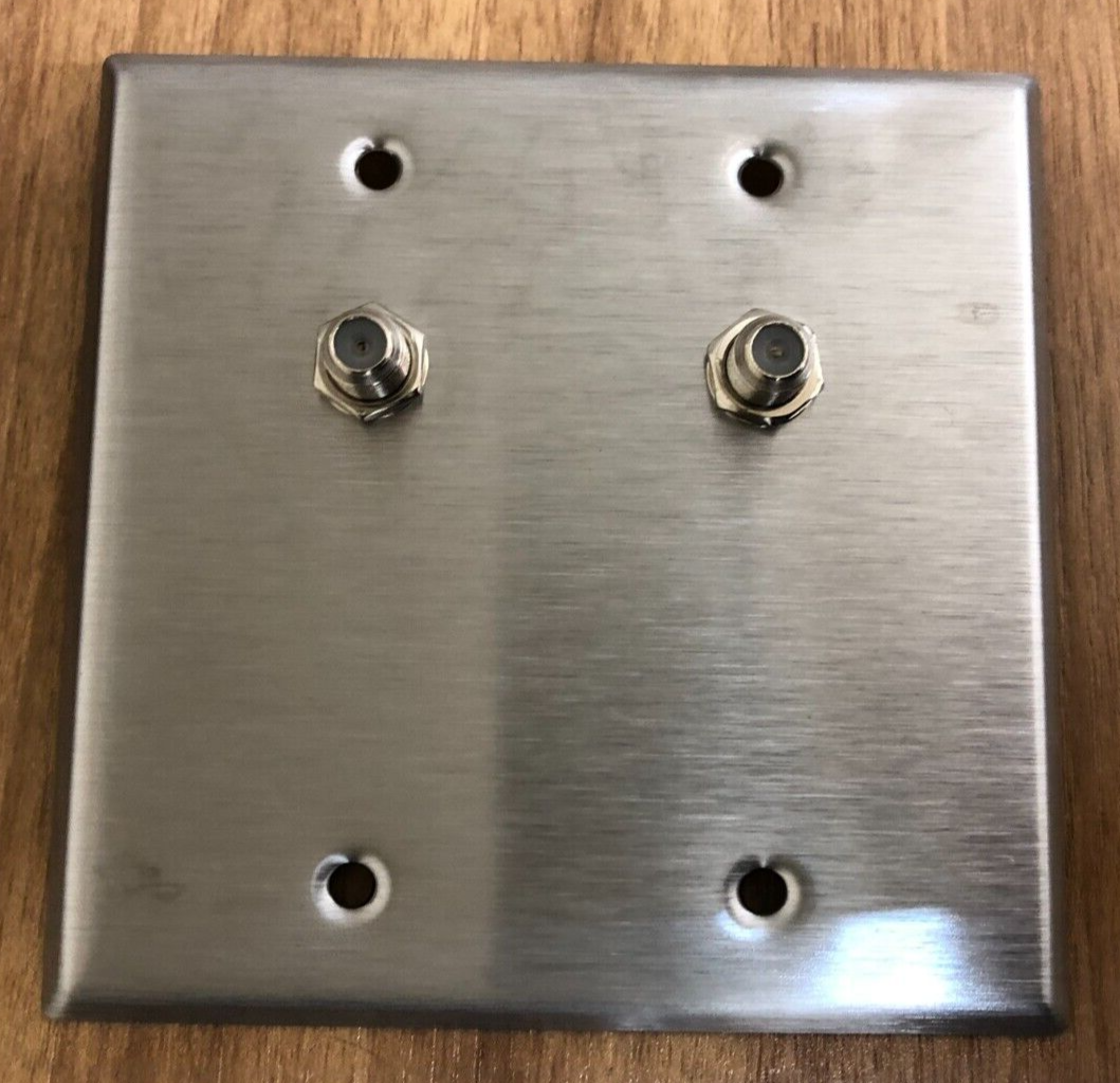 Leviton Stainless Steel 2 Gang 2 Coax Connector Wall Plate
