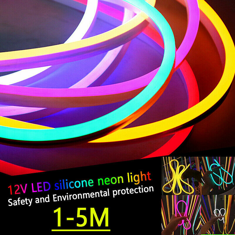 LED Strip Neon Flex Rope Light Waterproof DC 12V Flexible Outdoor Lighting UK AQ
