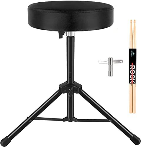 Drum Stool Throne Adjustable Height Folding Drum Chair with Anti-Slip Feet