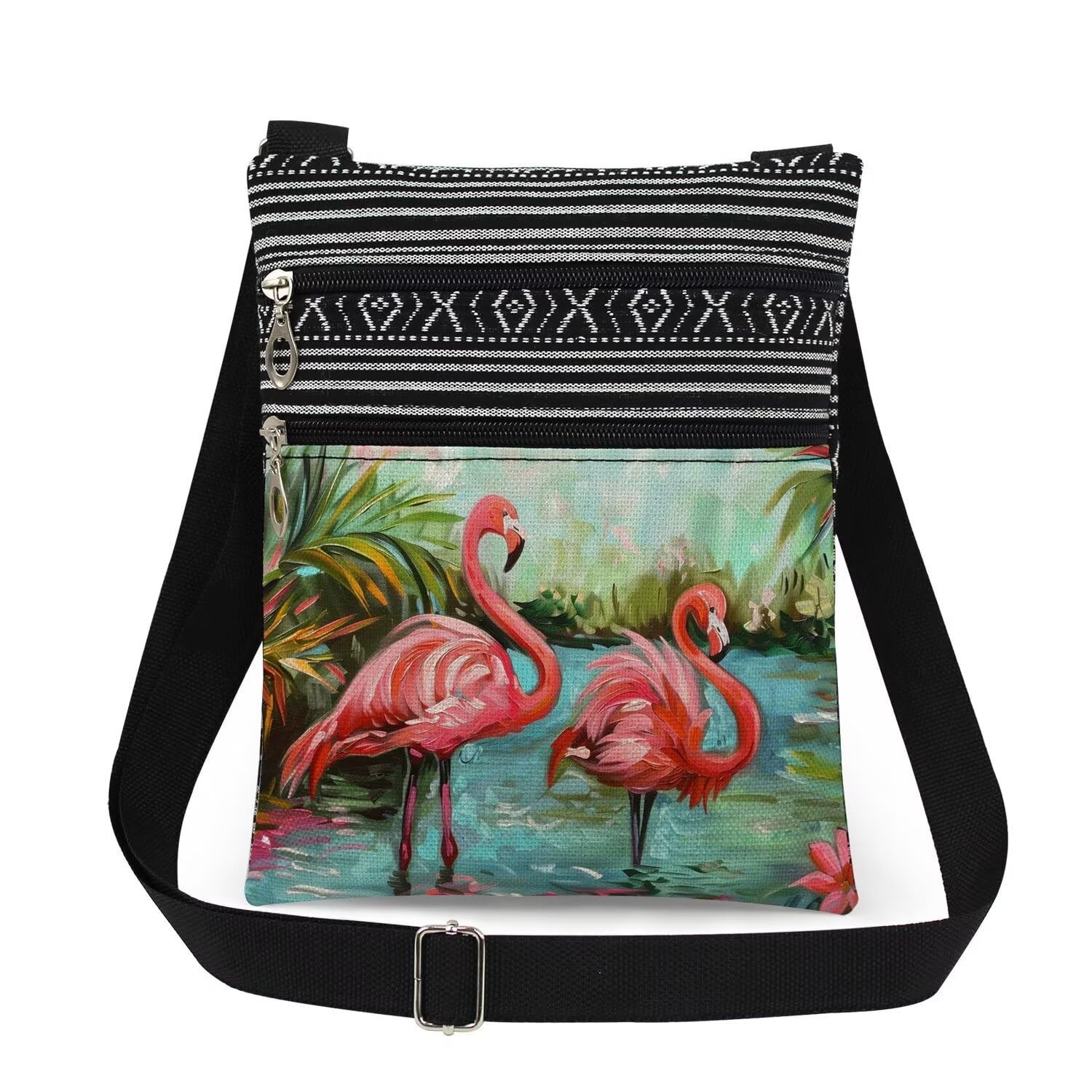 Tropical Flamingo Adjustable Shoulder Strap Crossbody Bag Pink Flamingo with ...