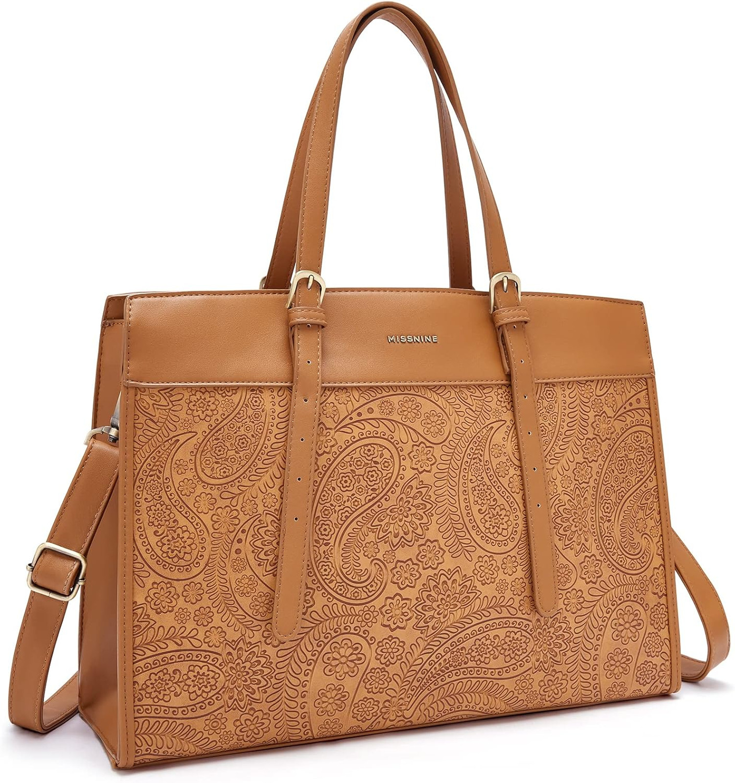 Laptop Tote Bag for Women 15.6 Inch Leather Work Purse Briefcase Crossbody