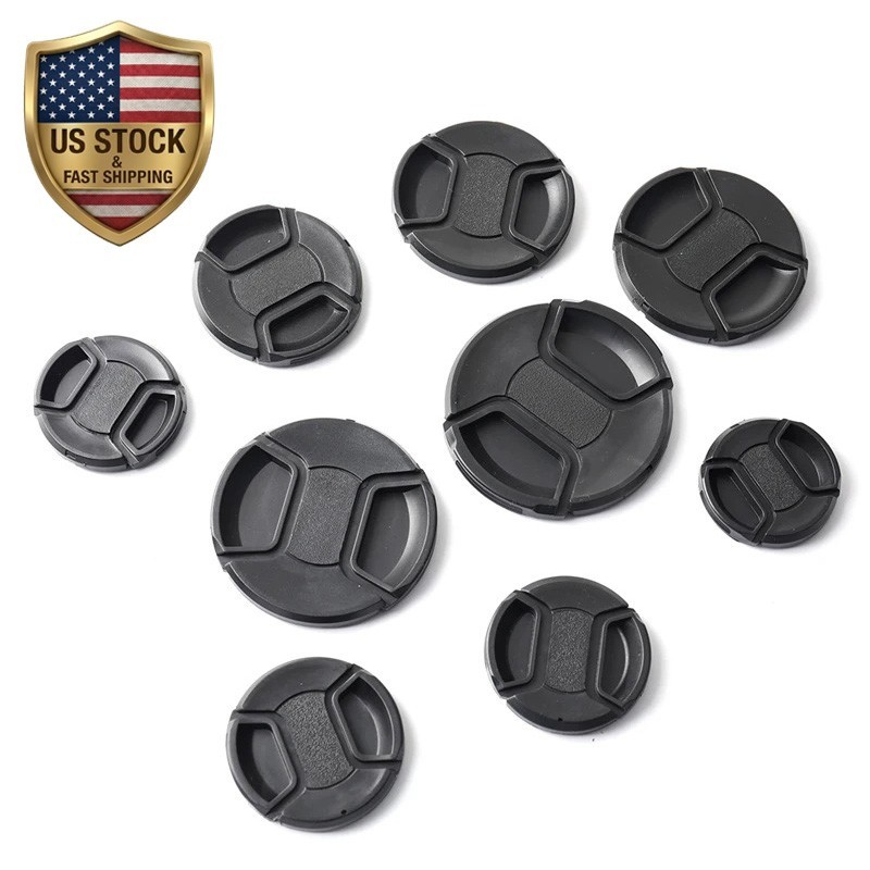 US STOCK - Snap-on Center Pinch Lens Cap for Canon Nikon Sony + String All Sizes
