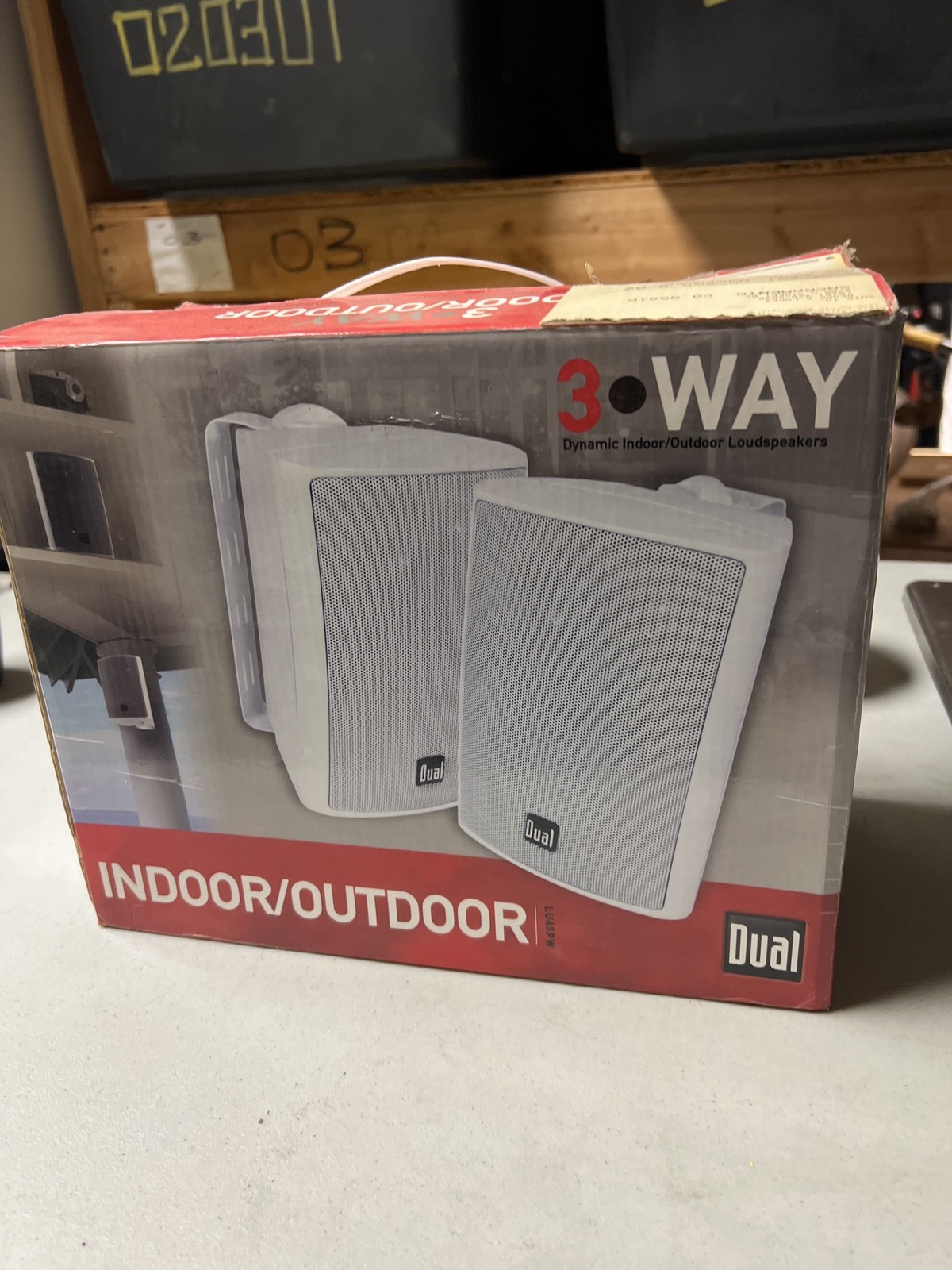 Dual 3-Way Indoor Outdoor Speakers Pair White Weather Resistant NEW