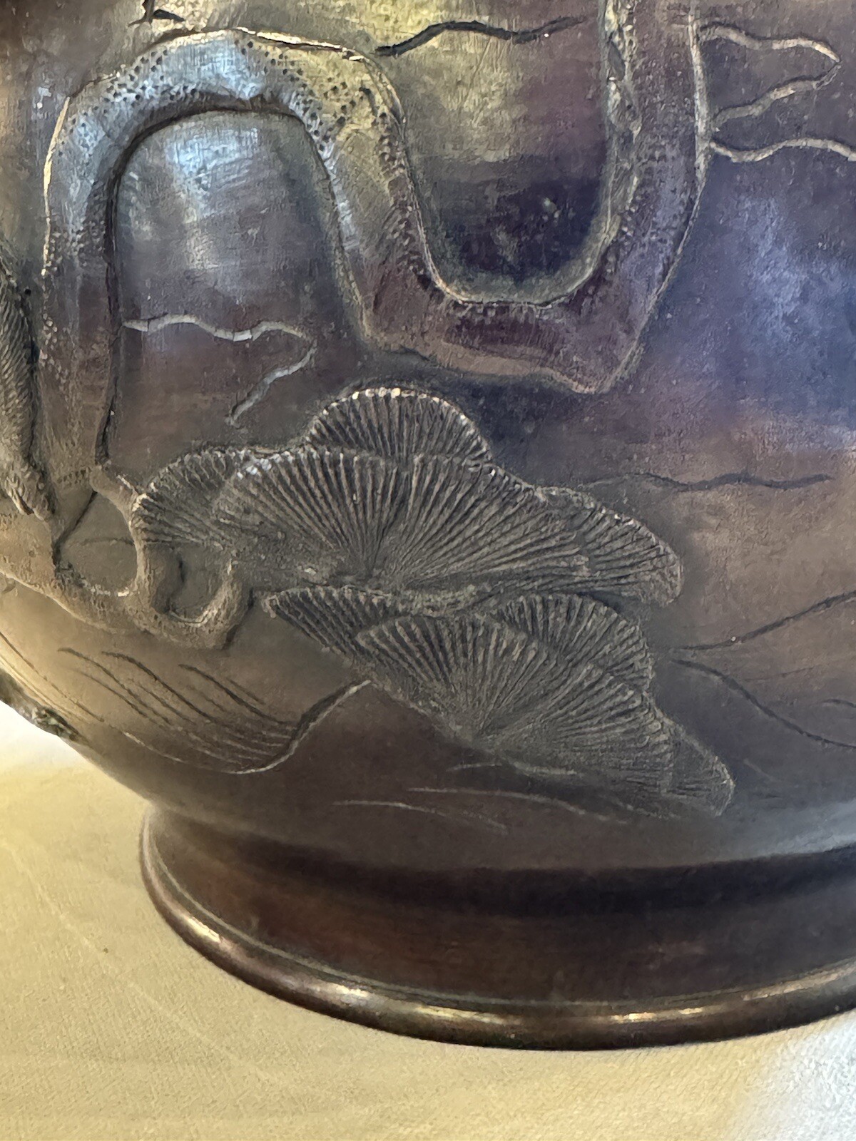 Antique Asian Bronze Jardiniere Planter Pot 12" diameter