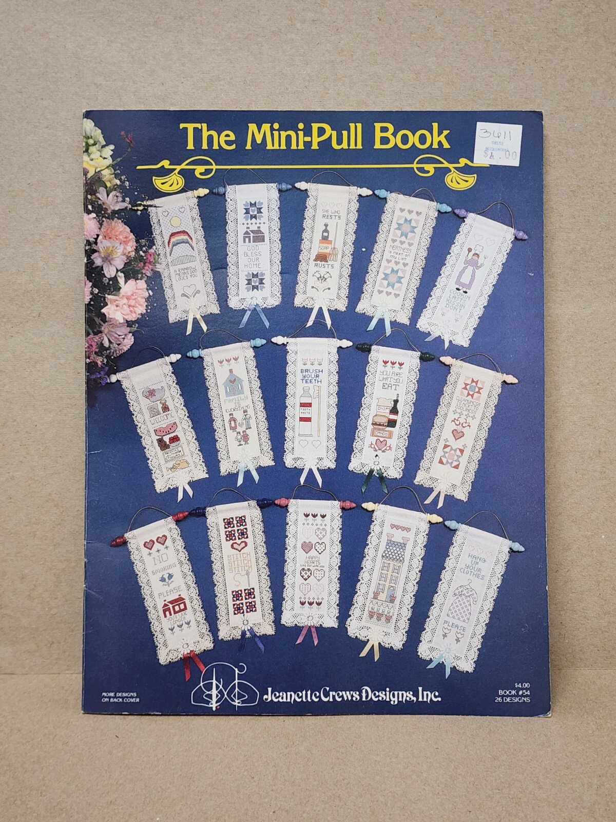MINI-PULL BOOK COUNTED CROSS STITCH LEAFLET PATTERN  1985 JEANETTE CREWS BK# 54