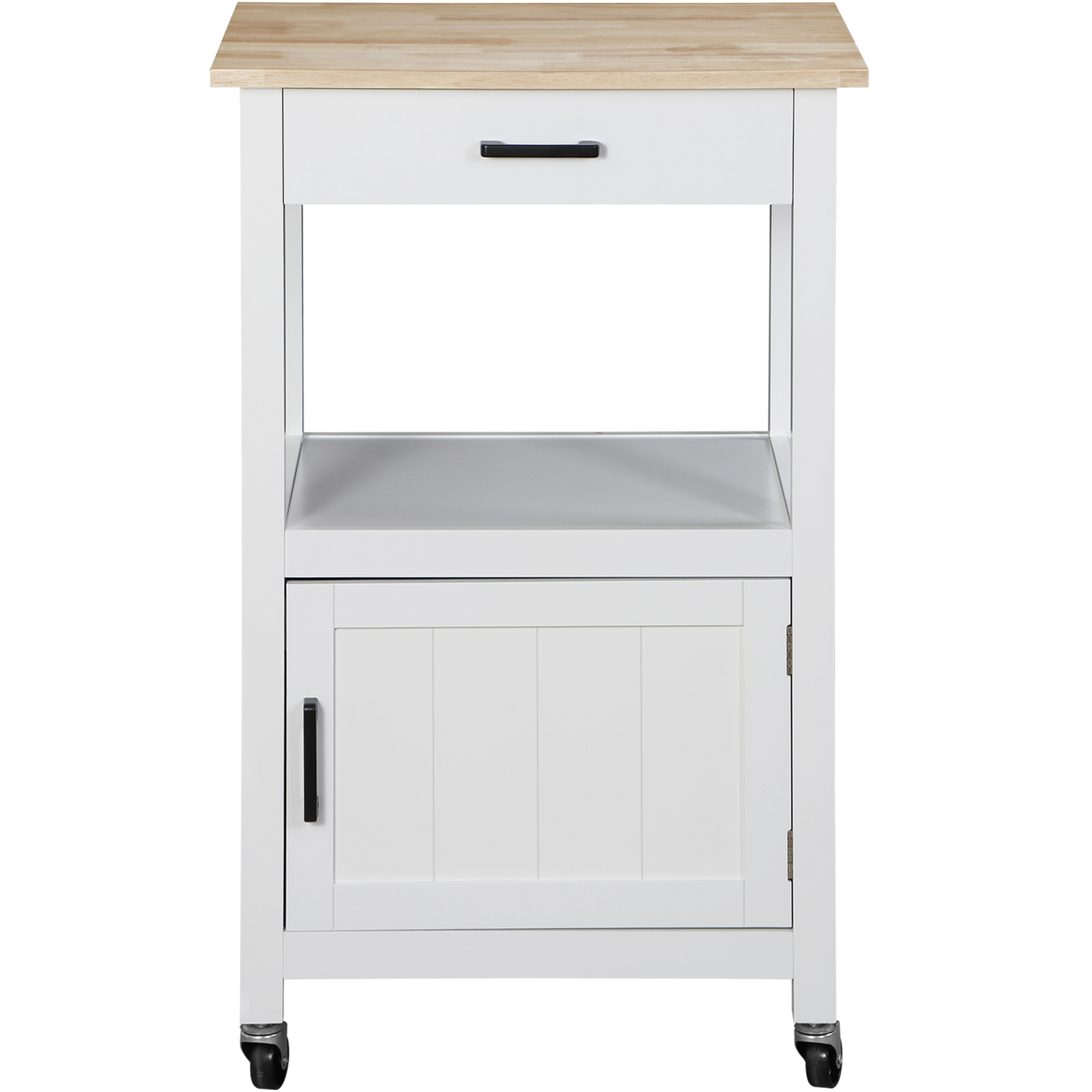 Kitchen Island Rolling Storage Trolley Dining Storage Shelf W/ 360° Wheels White
