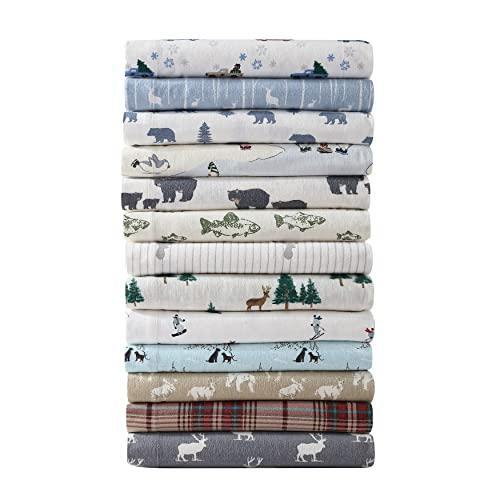 Eddie Bauer - King Sheets, Cotton Flannel Bedding Set, Brushed For Extra