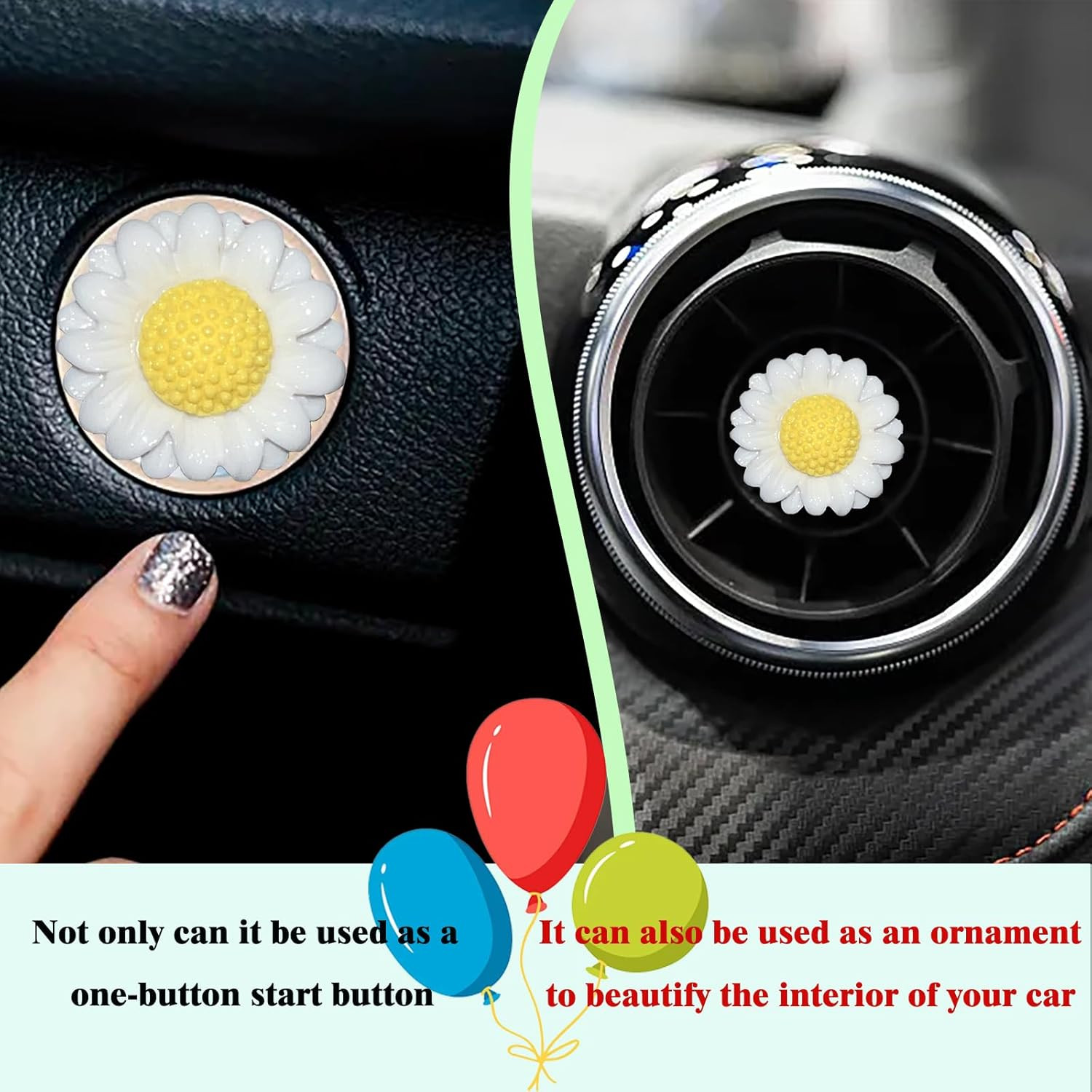 Push to Start Button Cover，Engine Start/Stop Resin Flower Starter Cover (For Dec