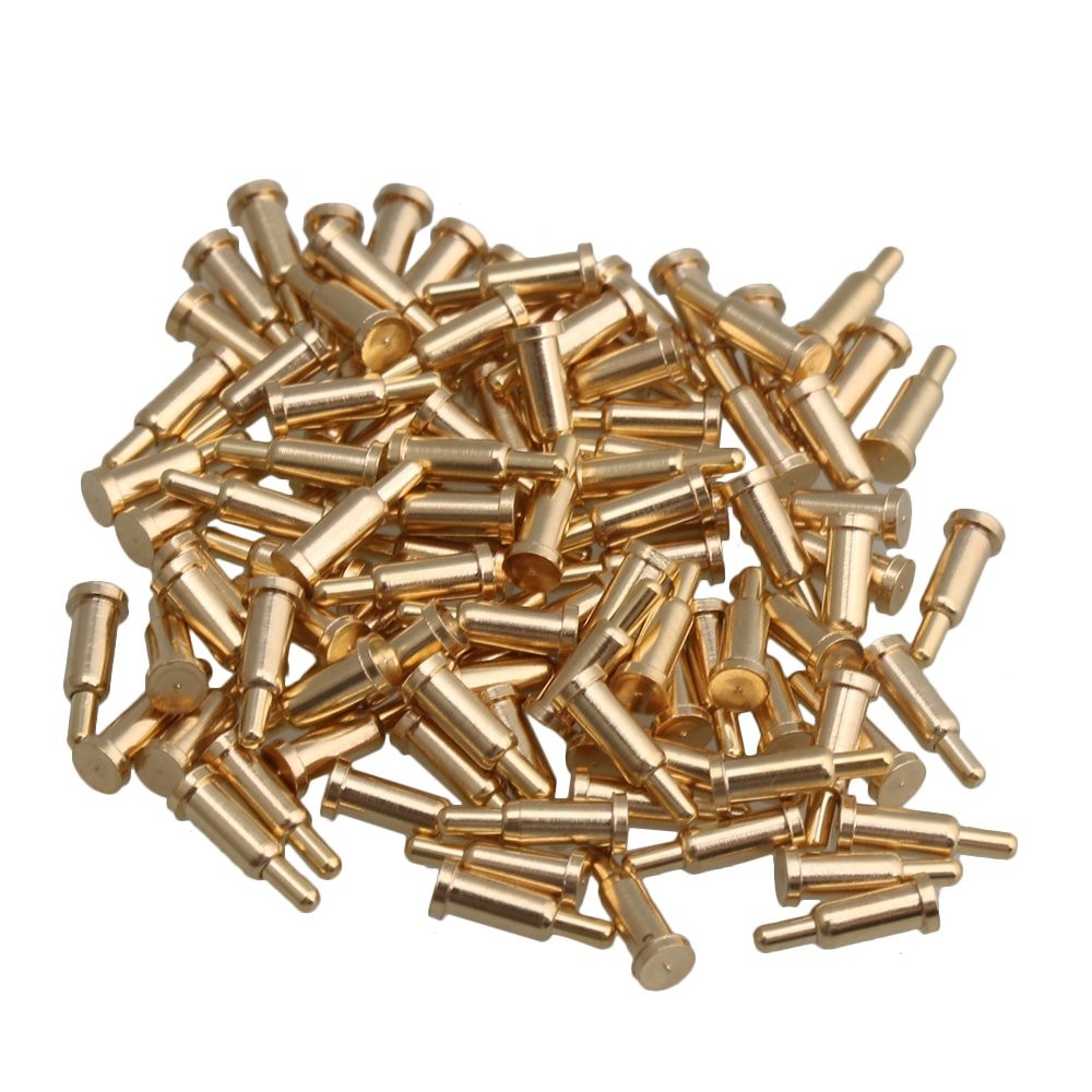 Golden Plating Copper Spring Pogo Pins Probes 2mm Dia 6mm Height 100 PCS