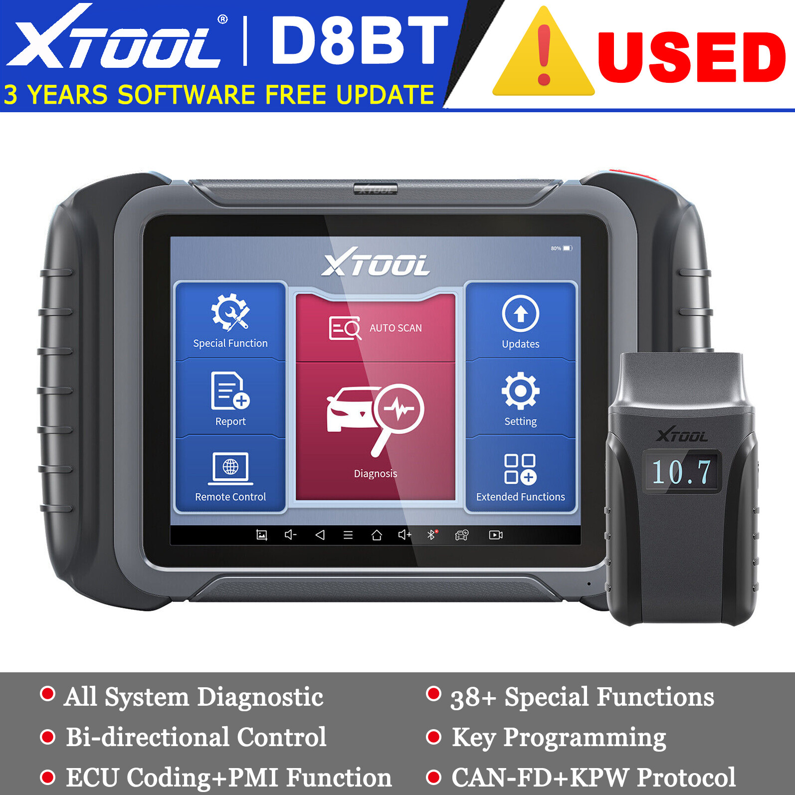 XTOOL D8BT Auto Full System Diagnostic Bidirectional Tool Key Coding 38+ Resets