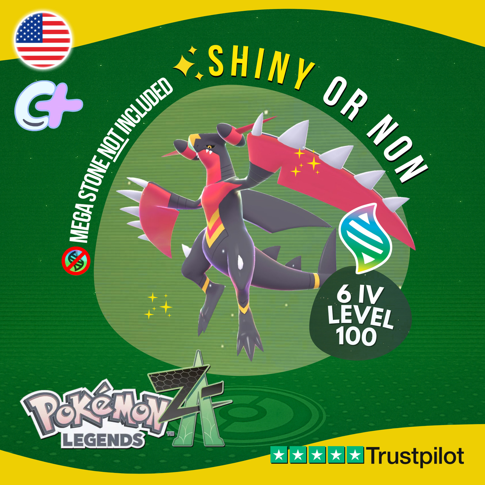 Mega Garchomp Z Shiny or Non Shiny ✨6 IV Pokémon Legends Z-A Battle Ready ZA Z A