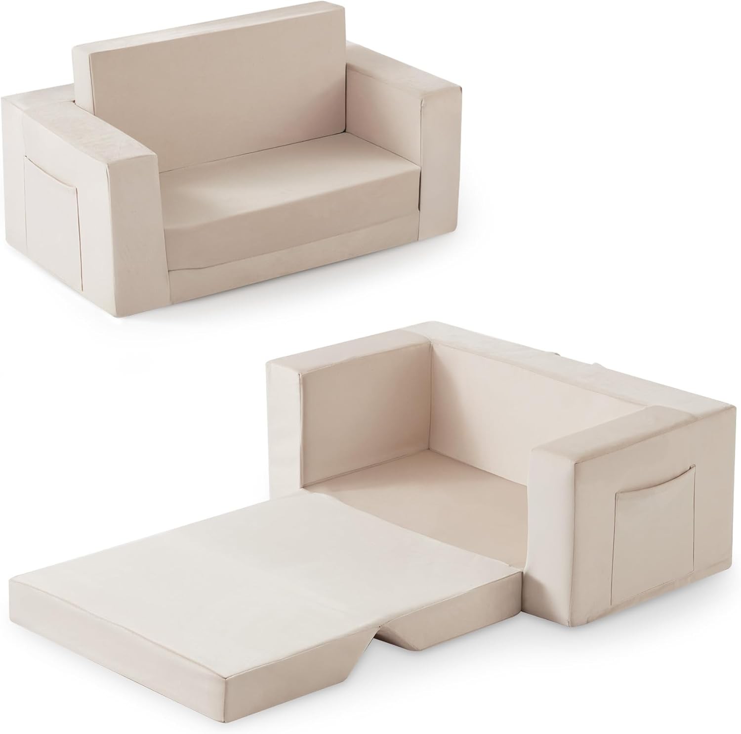 Kids Couch 2-in-1 Toddler Chair Comfy 1-3 Years Convertible Kids Chair Toddler