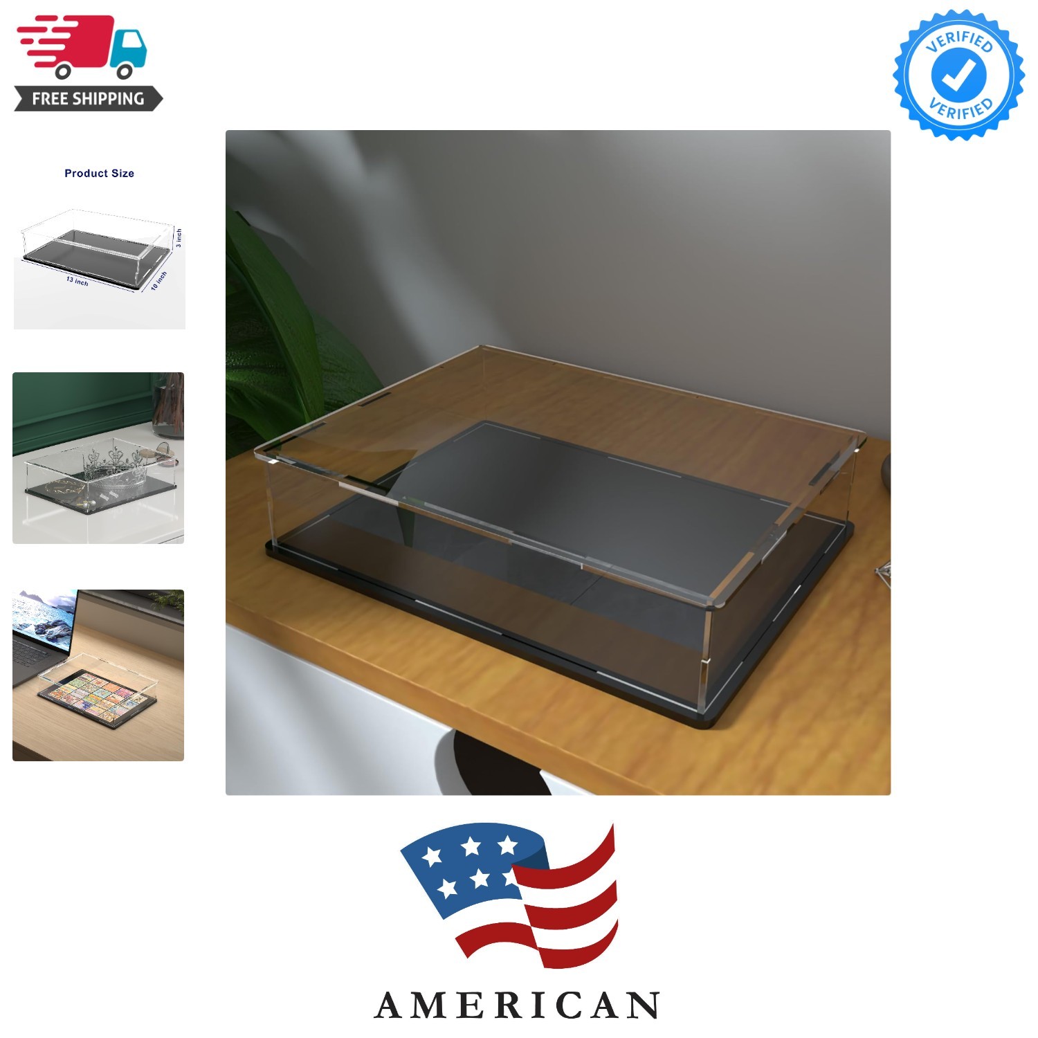 Display Case for Book, 13x10x3 Inch Book Acrylic Box for Display, Clear Acryl...