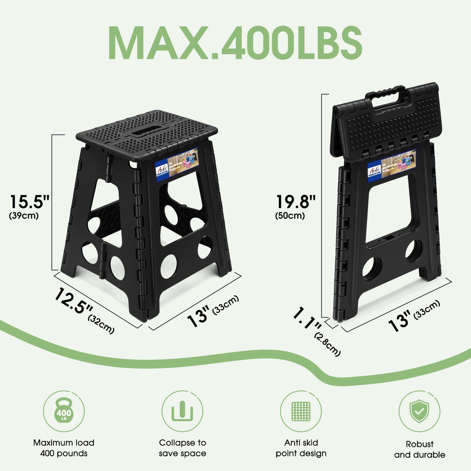Folding Step Stool Foldable 16 Inch Stools for Adults and KidsPlastic Stools ...